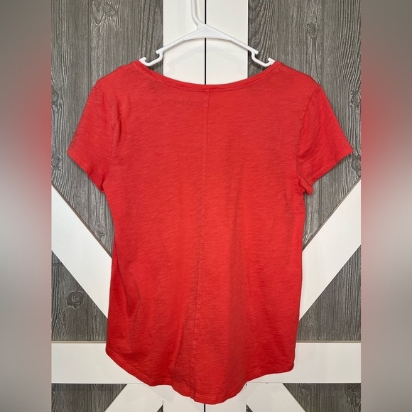 D23.04 Loft Women's Vintage Soft Pink/Red V-Neck Top S - Picture 5 of 6